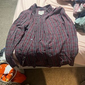 St. John's Bay Burgundy and Navy Plaid Shirt